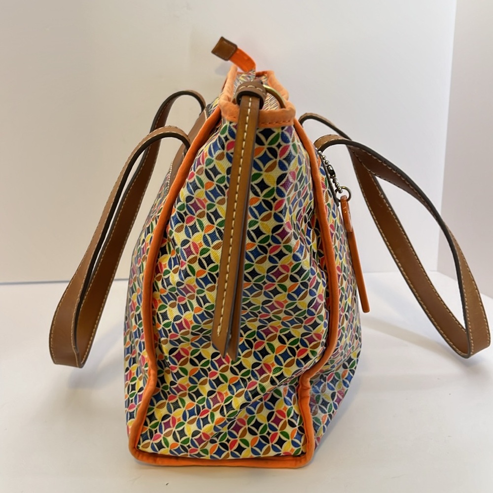 Fossil Colorful Geometric Print Tote Bag Purse Ha… - image 5